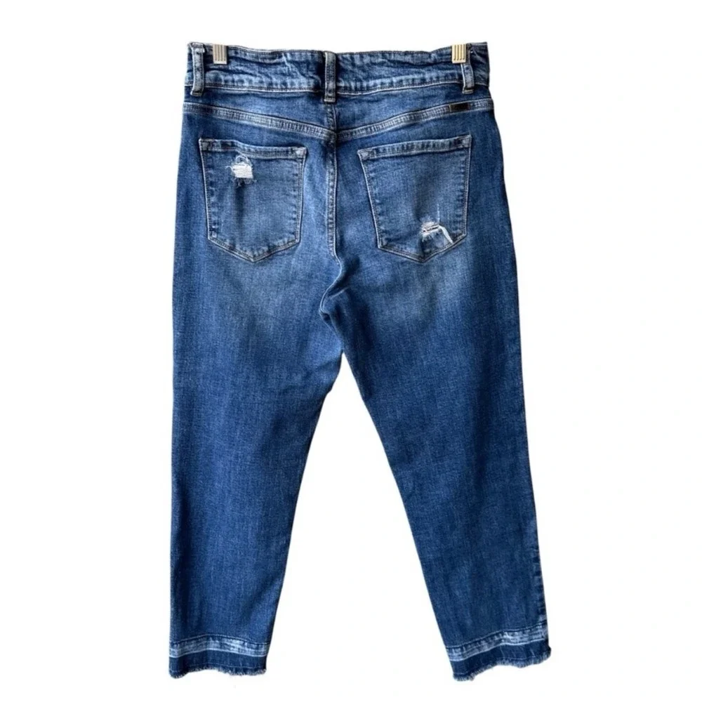 KanCan Jeans Pants High Rise Straight Distressed Medium Wash Raw Shadow Hem 28 - Picture 2 of 5